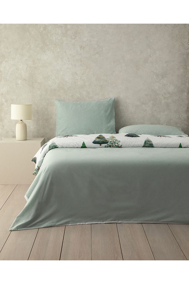 Pine Serenity Dijital Baskılı Soft Cotton Çift Kişilik Nevresim Takımı Yeşil - 2