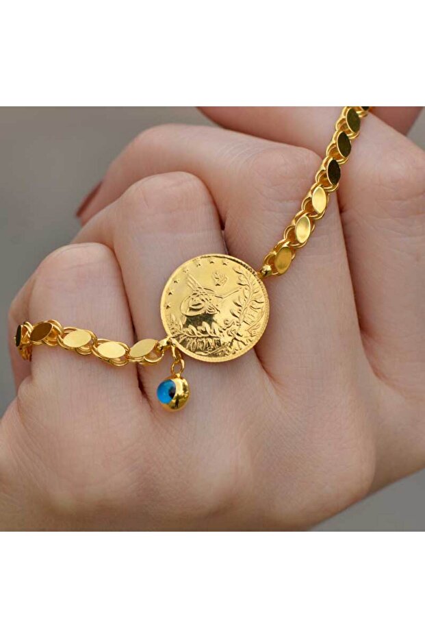 Yarım Reşatlı Pullu Arpa Altın Bileklik - 1