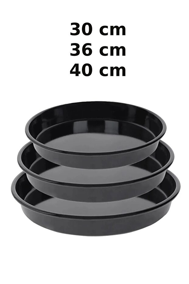 Set of 3 Enamel Round Oven Trays, 30-36-40 cm