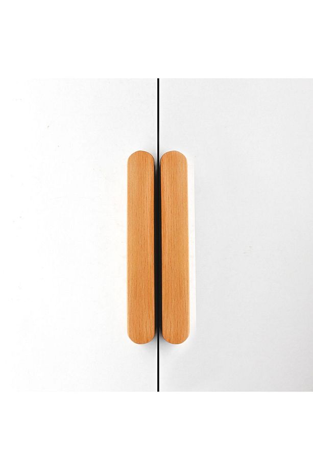 6 Adet Curved Ahşap Kulp 19,2 Cm (192 MM) Çekmece Kulpu Modern Dolap Kolu Mobilya Kulp Natürel - 5