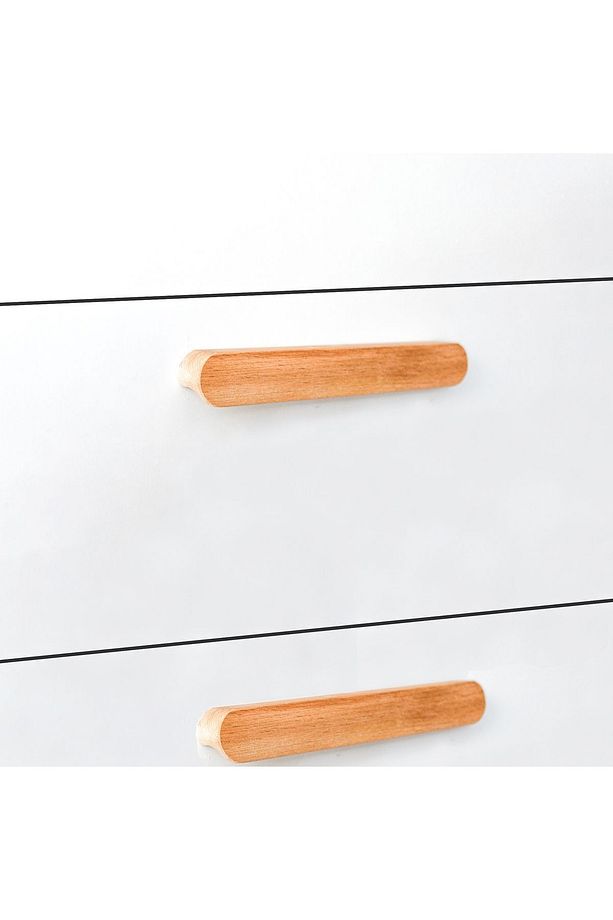 6 Adet Curved Ahşap Kulp 19,2 Cm (192 MM) Çekmece Kulpu Modern Dolap Kolu Mobilya Kulp Natürel - 4
