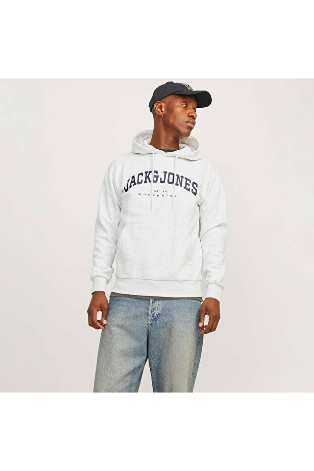 Jjecaleb Varsity Sweat Hood Noos Men's Sweat 12256521 White Melange