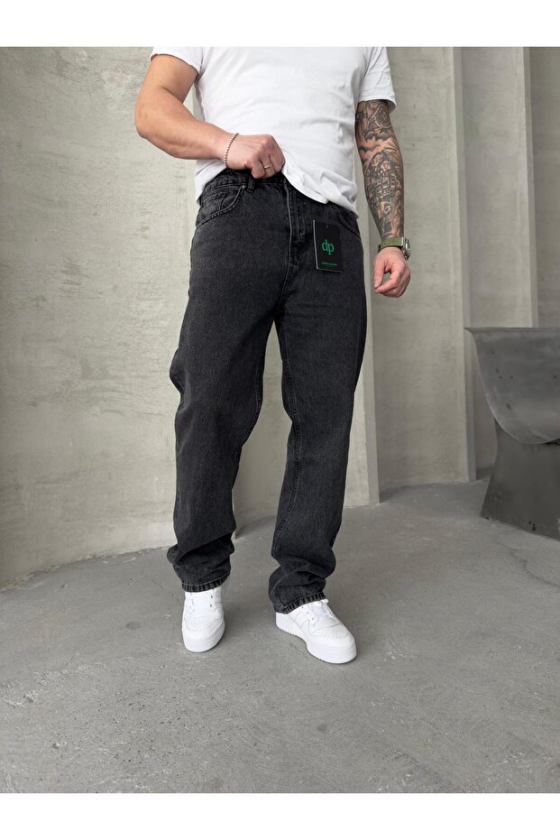 Men's Baggy Black Smoked Trousers