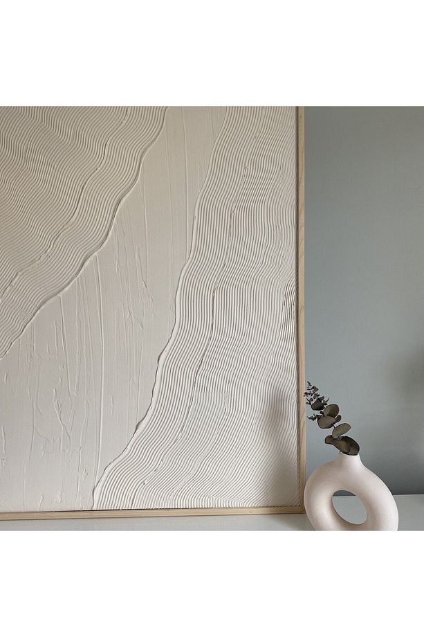 Dokulu Tablo 3 Boyutlu Tablo Alçı Tablo İskandinav Tablo Minimalist Tablo El Yapımı Tablo Doku Sanat - 3