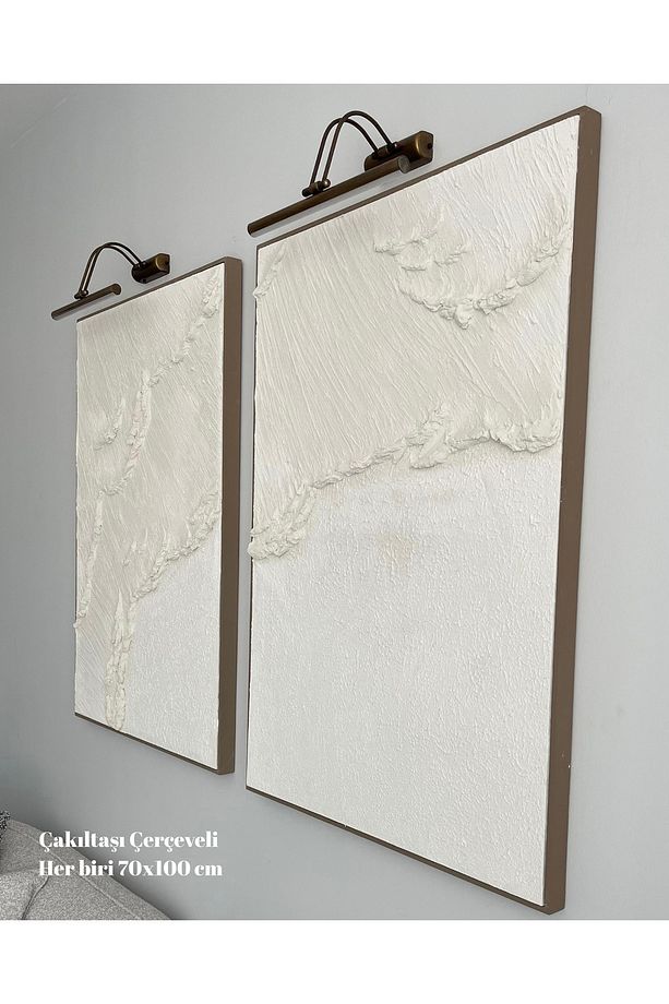 Dokulu Tablo 3 Boyutlu Tablo Alçı Tablo İskandinav Tablo Minimalist Tablo El Yapımı Tablo Doku Sanat - 3