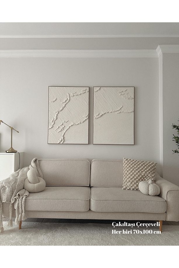 Dokulu Tablo 3 Boyutlu Tablo Alçı Tablo İskandinav Tablo Minimalist Tablo El Yapımı Tablo Doku Sanat - 1