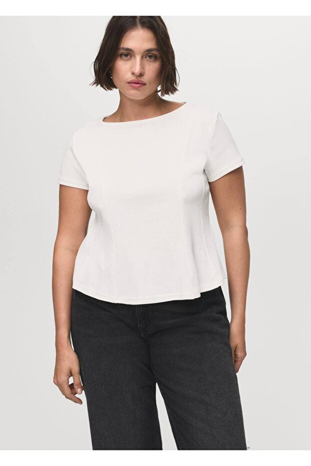 Pamuklu evaze tişört - 6