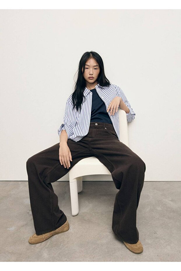 Çizgili crop gömlek - 5