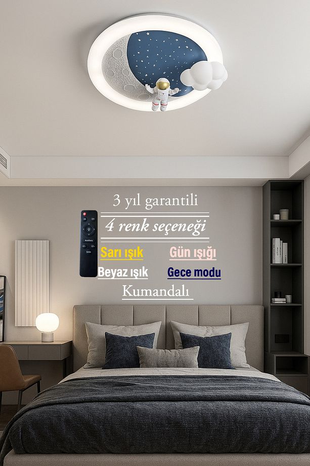 Avize Tasarım Erkek Çocuk Uzay Temalı Ledli Avize - 2