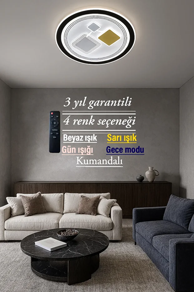 Plafonyer Avize Dörtgen Ledli Tasarım Şık Avize - 1