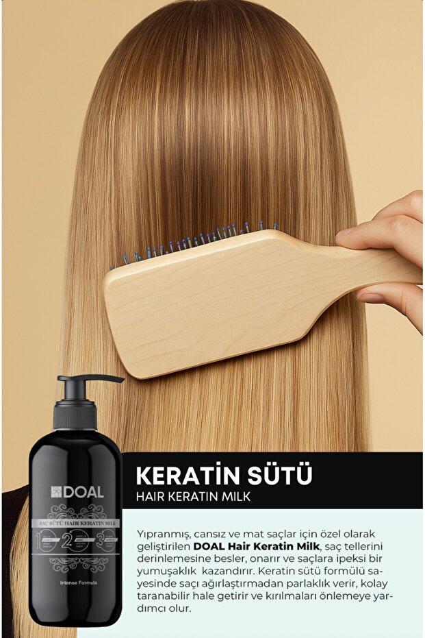 Güçlendirici, Besleyici Ve Onarıcı Saç Bakım Sütü Keratin & Biotin 500 ml Şampuan Hediye - 2