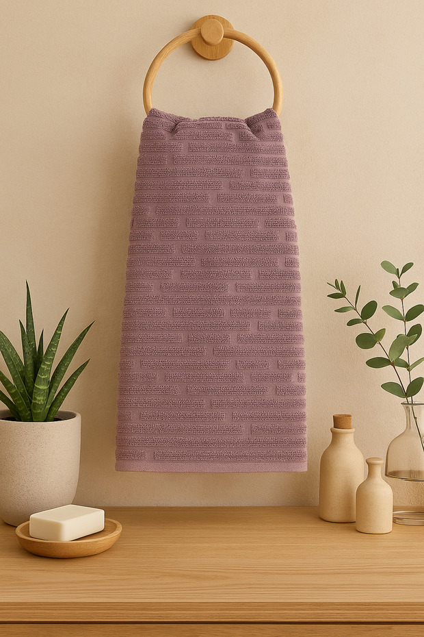 Set of 2 Plum Hand Towels – 50X90 Cm, 100% Cotton | Soft, Absorbent and Stylish