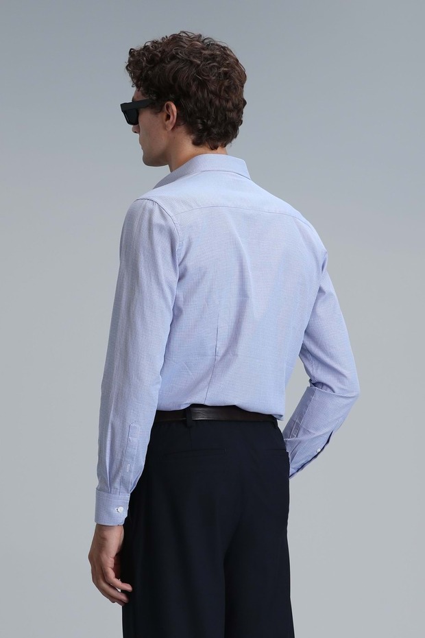 111010615 Menar Erkek Basic Gömlek Comfort Fit Erkek Gömlek MAVİ - 7