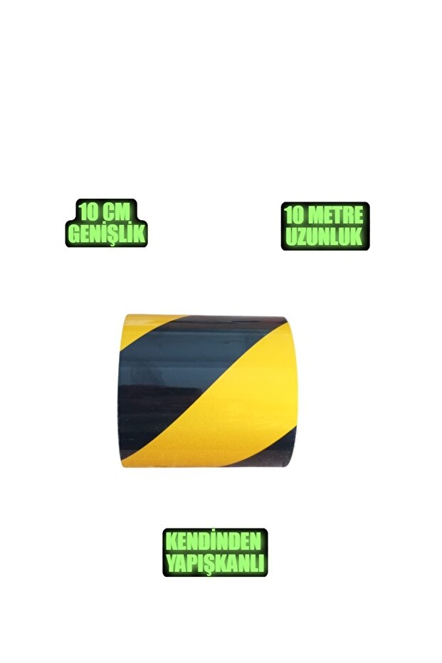 Self Adhesive Yellow Black Marked Reflective Reflective Warning Tape Strip Tape 10cm 10 Mt