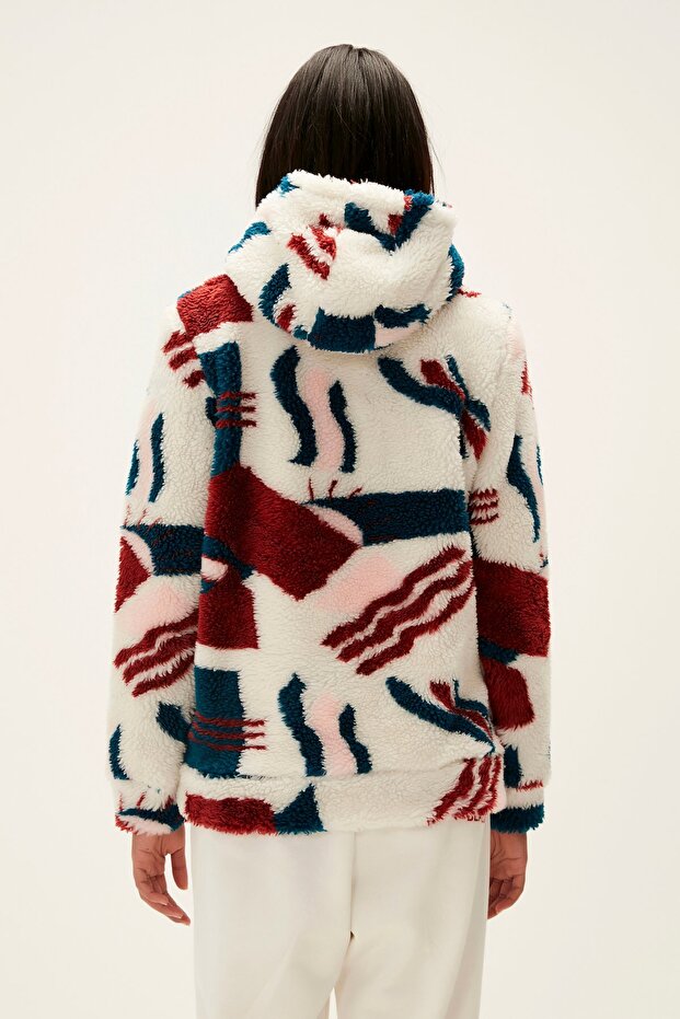 Mina Plush Hoodie Off-White Beyaz Peluş Kadın Kapüşonlu Sweatshirt - 4