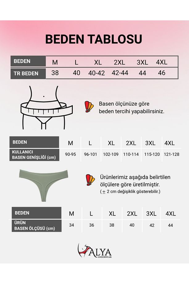 Kadın Büyük Beden Tanga Pamuklu Külot - Battal Tanga Iç Çamaşırı Renkli 5'li Paket - 7