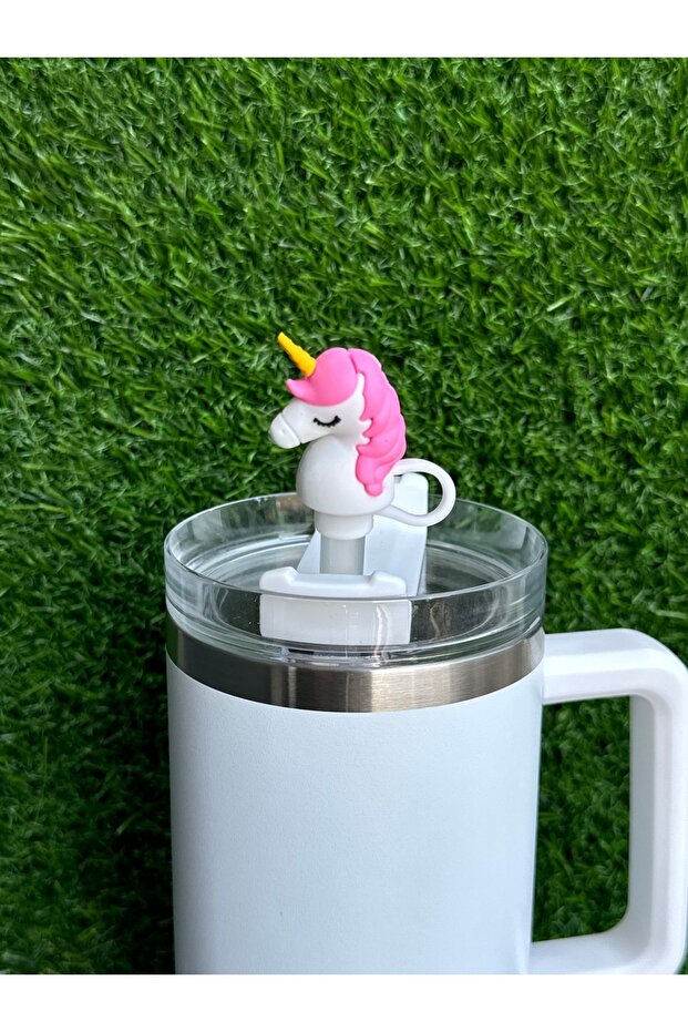 Unicorn Termos Pipet Süsü/Unicornlu Pipet Tıpası/Hayvan Figür Pipet Kılıfı - 5