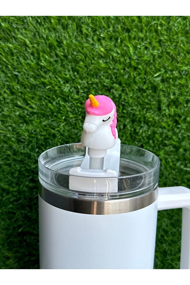 Unicorn Termos Pipet Süsü/Unicornlu Pipet Tıpası/Hayvan Figür Pipet Kılıfı - 3