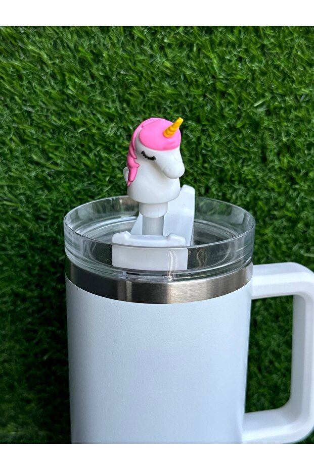 Unicorn Termos Pipet Süsü/Unicornlu Pipet Tıpası/Hayvan Figür Pipet Kılıfı - 6