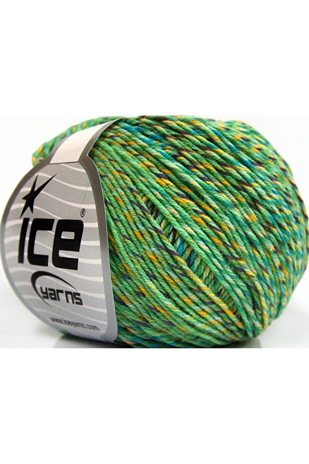 8X50Gr. Lorena Colorful Acrylic, Cotton Green, Purple, Turquoise, Yellow Summer Yarns, Cotton, Tie-Dye Pattern