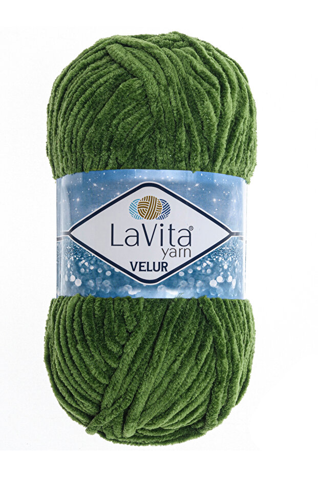 Velur Velvet Hand Knitting Yarn 100% Polyester 100Gr (8119 Grass Green)