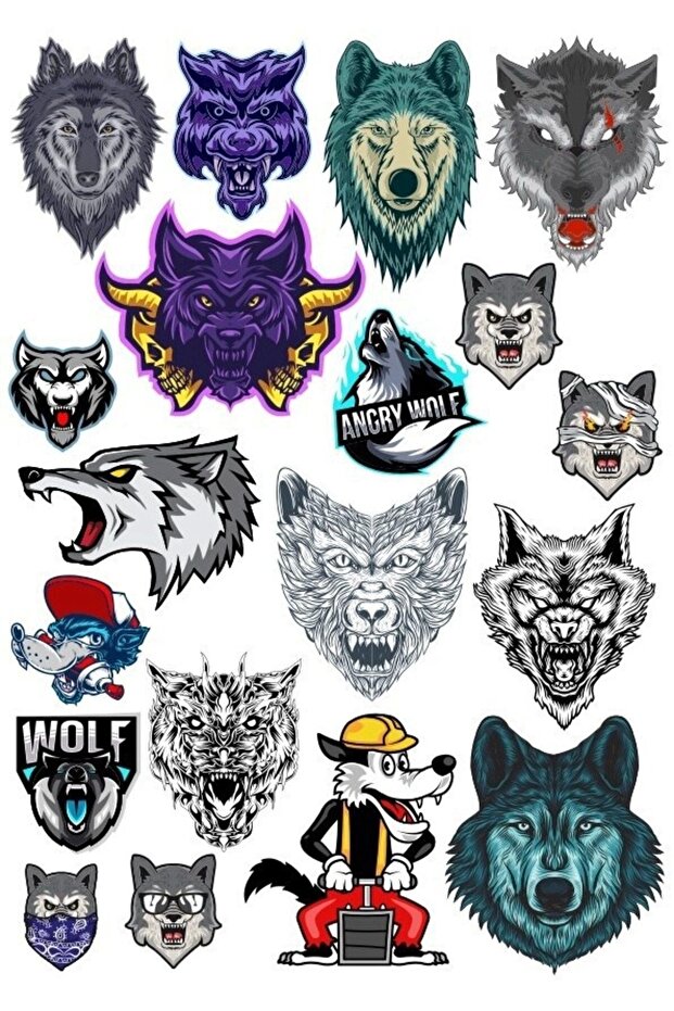 مجموعة ملصقات Wolf Wolf - 4 17 قطعة للهاتف والكمبيوتر اللوحي والكمبيوتر المحمول وملصق الكمبيوتر المحمول