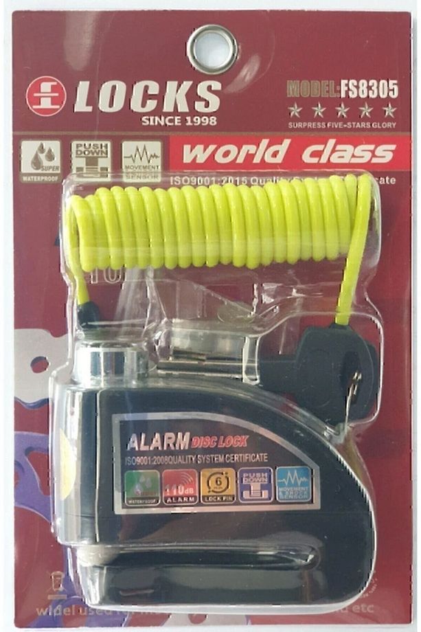 110 Db Siyah Motosiklet Alarmlı Disk Kilidi Hatırlatma Kablolu (SARI-SİYAH-YEŞİL-MAVİ-GRİ RENK) - 1