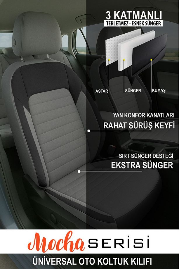 Mocha Taytüyü Oto Koltuk Kılıfı (RENAULT FLUENCE-MEGAN 1-2-3-CLİO-SYMBOL-TALİANT-TOROS UYUMLU) - 3
