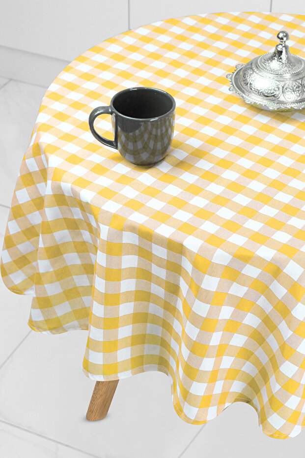 Gingham Round Large Square Tablecloth - 2