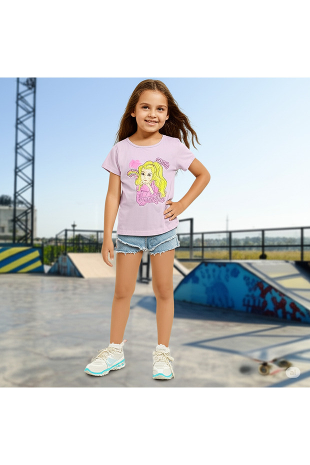 2025 Summer New Season Girl's 1 Piece Printed First Quality Combed T-Shirt