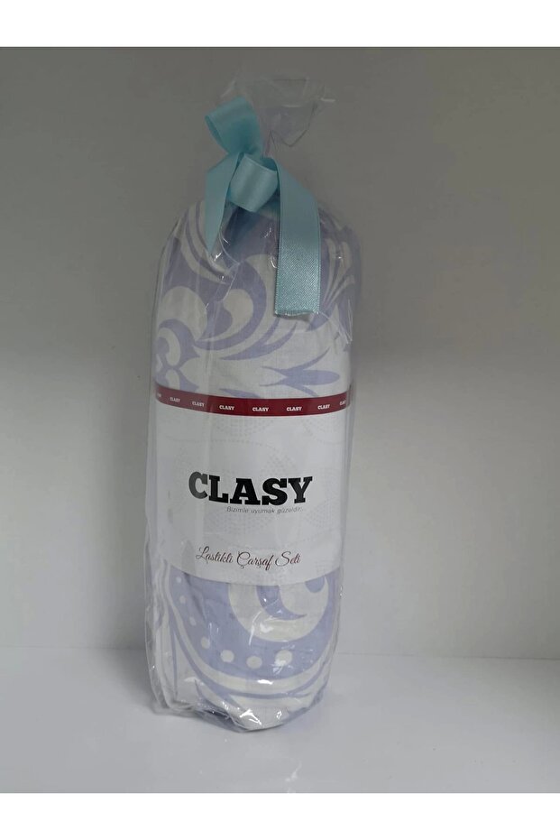 Blue Patterned Ranforce Elastic Single Sheet Set - 1