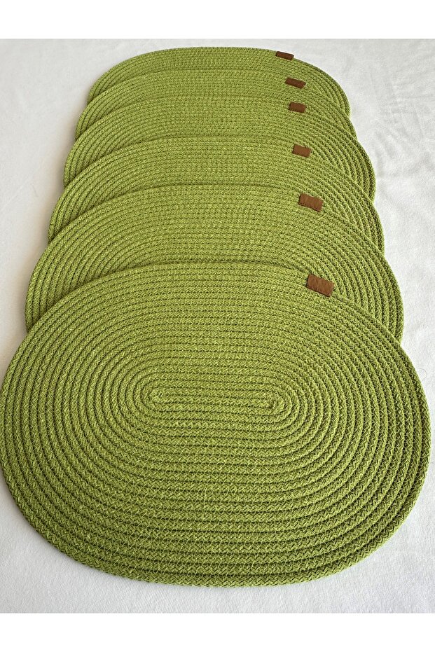 Jute Placemat, Table Decor Supla Oval Pistachio Green 30X40 Set of 6