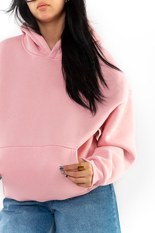Basic Oversize Kadın Hoodie - 7