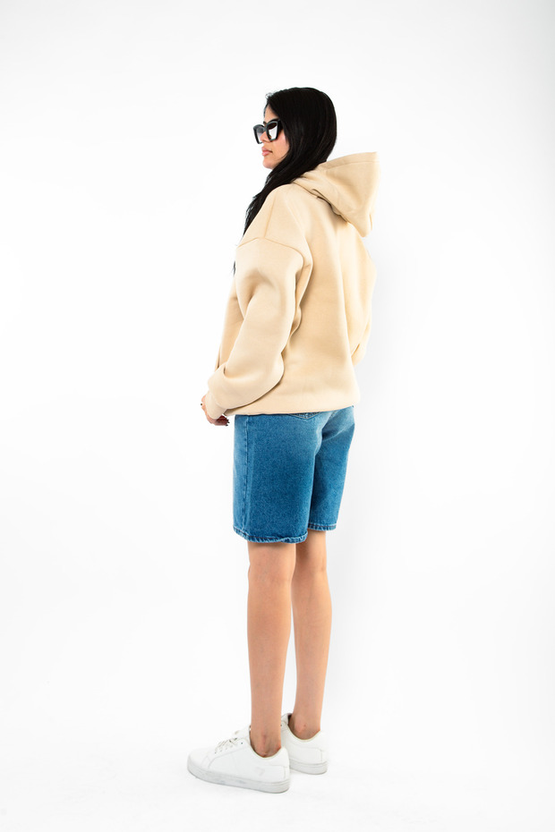 هوديي أساسي كبير الحجم للجنسين باللون البيج - 5