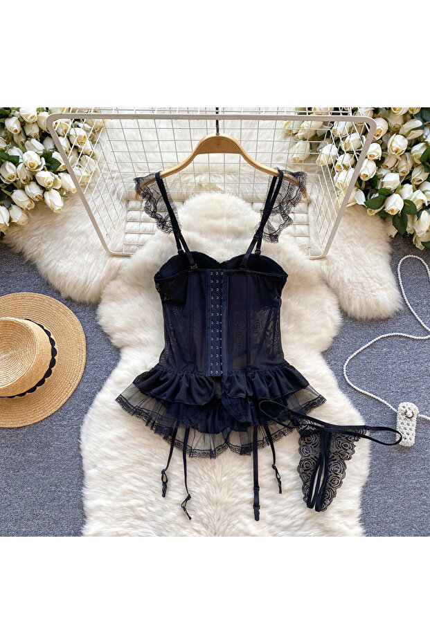 Lace Lingerie Set – Elegant Corset with Matching Bottoms