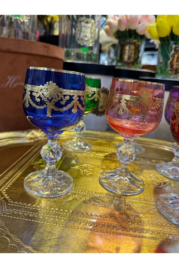 ESTERHOMEDECOR 6’lı Yaldız işlemeli kristal kahve yanı bardak 250ml - 5
