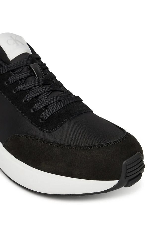 Erkek Rahat Yüksek Taban CK Logolu Deri Siyah Sneaker YM0YM01370-0GM - 5