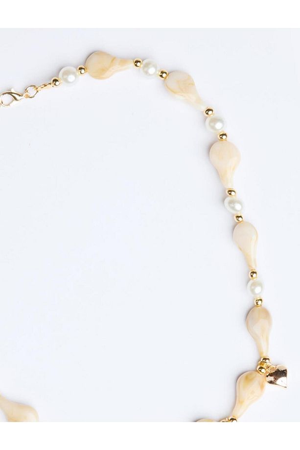 Ekru Çoklu Charm Detaylı Ayarlanabilir Kolye - 3