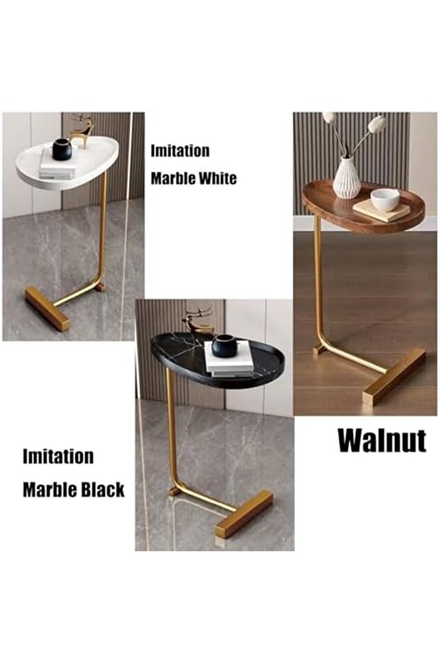 Oval C Side Table, C Shaped Side Table, Small Side Table, Couch Tables That Slide Under, - 6