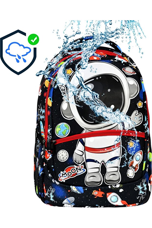 حقيبة ظهر للمدرسة الابتدائية منقوشة على شكل رائد فضاء + صندوق غداء (2301) - 1
