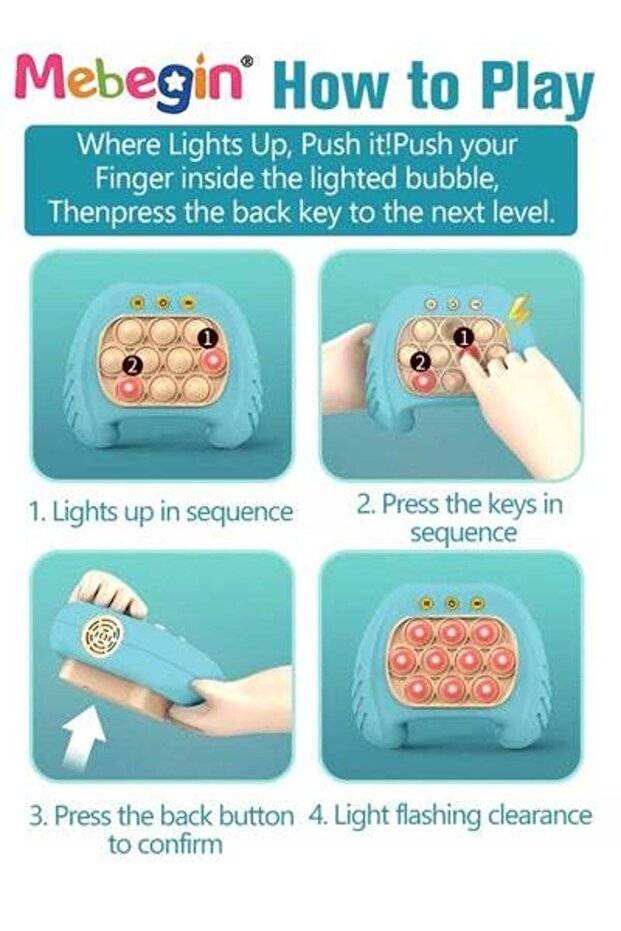 لعبة دفع الفقاعات السريعة مع 4 أوضاع لعب ممتعة، وحدة تحكم ألعاب تعليمية صغيرة محمولة باليد - 2