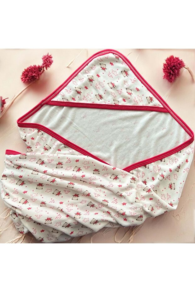 Bear 80*90 Combed Cotton Single Layer Blanket Red