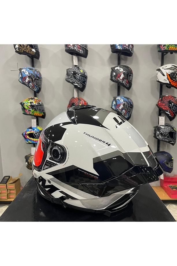 Helmets Thunder 4 SV Exeo C2 Gloss Pearl Titanium Full Face Motosiklet Kaskı - 4
