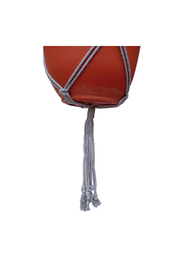 Macrame flower pot holder, gray spiral pattern - 4