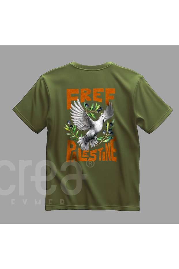 Palestine Design Palestine - Military Co Digital Printed Cotton Crew Neck T-Shirt Khaki - Khaki