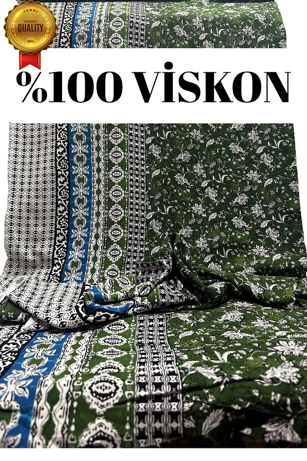 %100 Pamuk Viskon Kumaş Elbiselik Gömleklik Tuniklik Eteklik - 1
