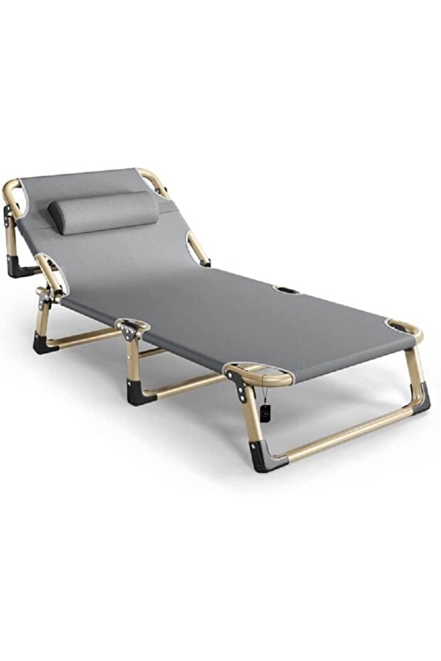 Foldable Outdoor Bed Sun Recliner Chair 4-Positions Adjustable Backrest Great for Camping