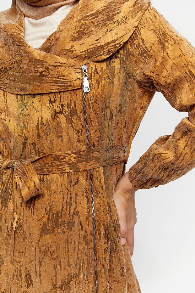 Fermuarlı Lyocell Pardösü - 4