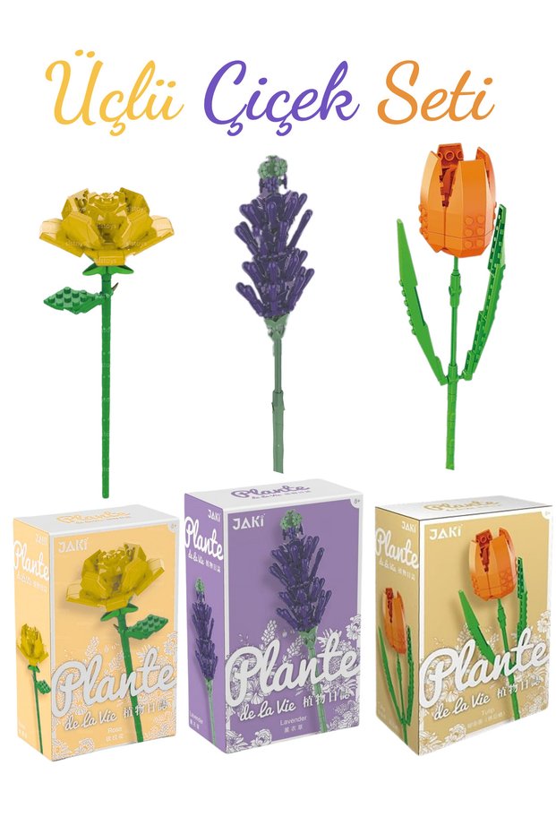 Set of 3 Decorative Rose Flower Bouquet Making Kit Building Toy 200+ Pieces Full Set/Eternal Flower Set3