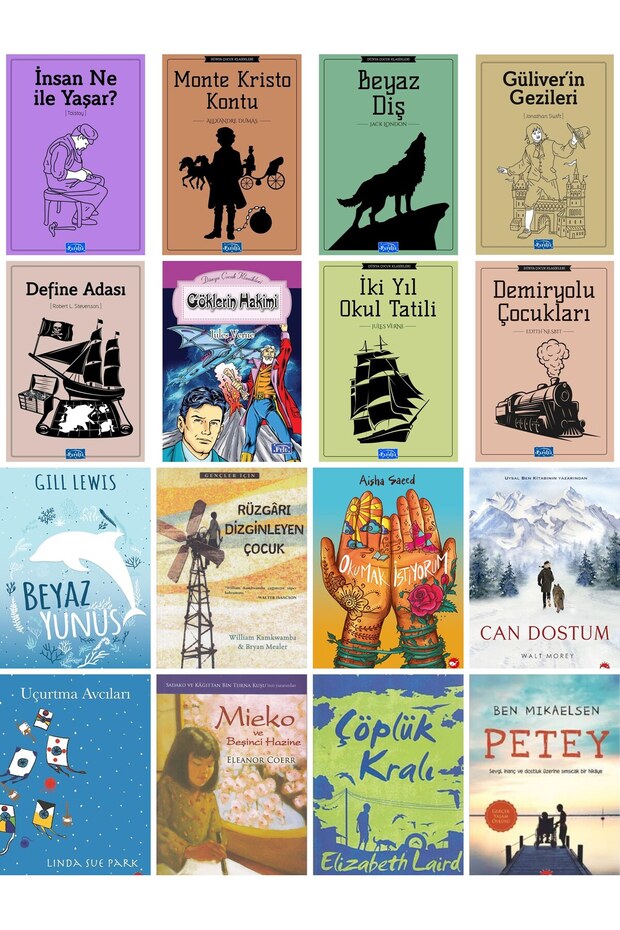 BEYAZ BALİNA YAYINLARI</DNTCTMS> Petey.Can Dostum.Mi̇eko.White Dolphin.I Want to Read 16 Books Set